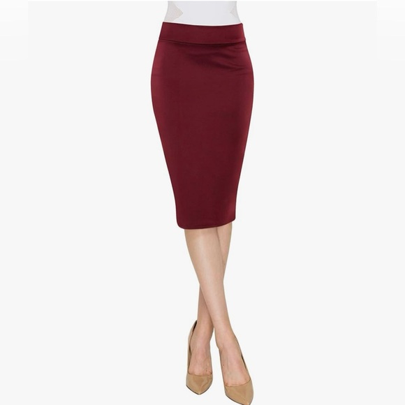 Amy's Closet Dresses & Skirts - Women's Elastic Waist Stretch Bodycon Midi Knee Length Pencil Skirt for Office